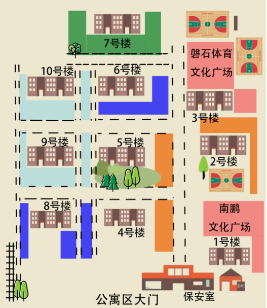 公寓楼宿舍楼群示意图