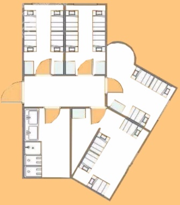 临海校区套间B宿舍格局